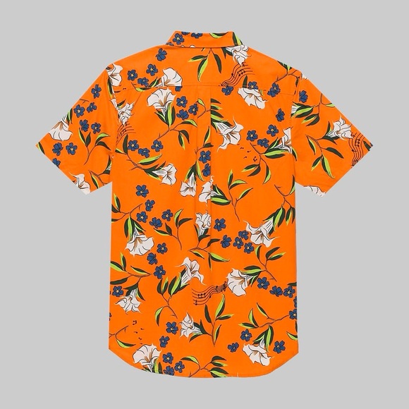 Vans Thompson Woven SS Floral Harvest Orange Shirt Size Large - Picture 9 of 11